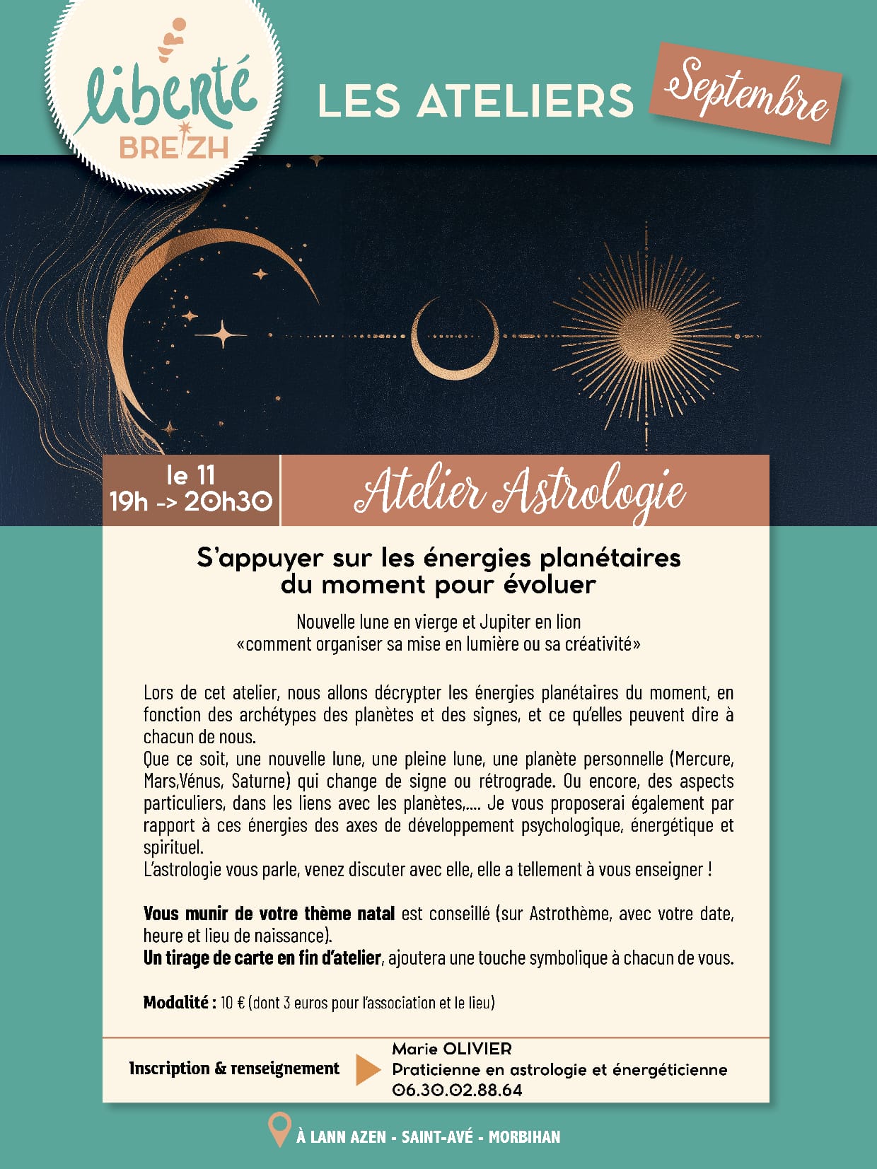 Atelier Astrologie, le 11 septembre 2026 à Saint-Avé