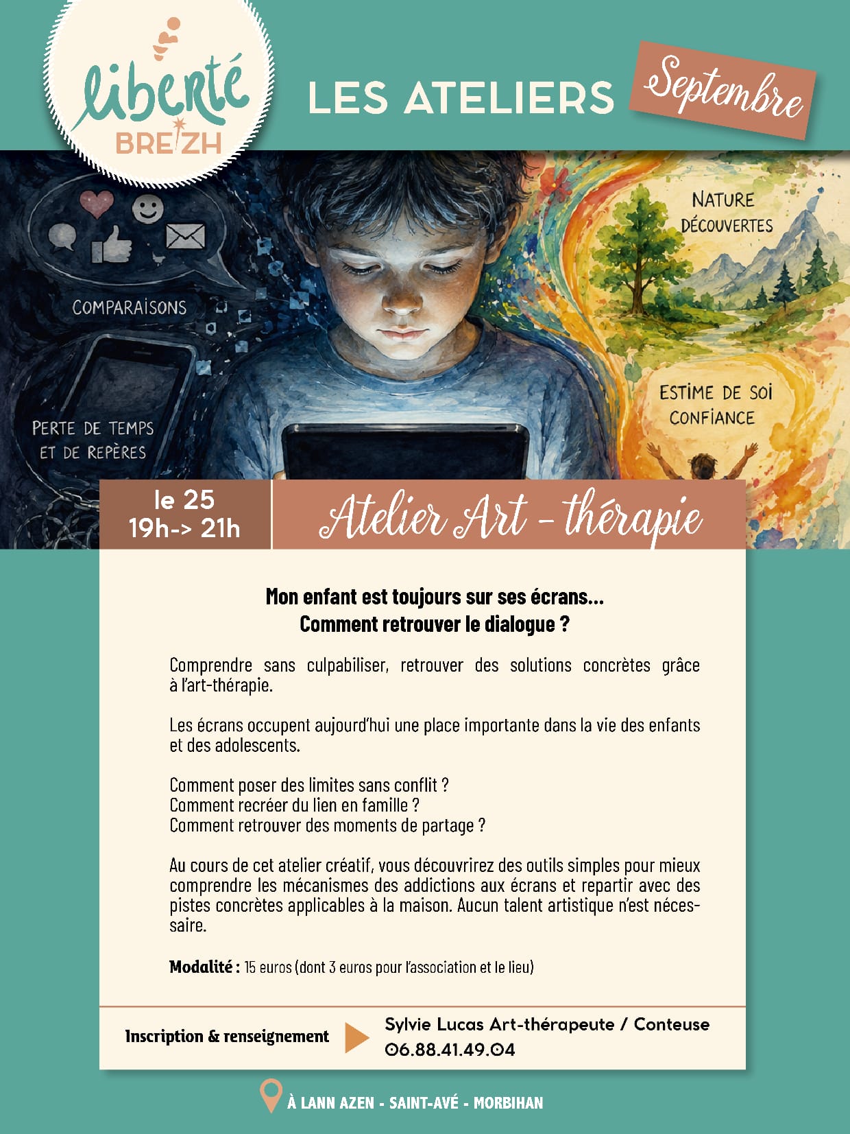 Atelier Art Thérapie "Mon enfant est toujours devant l'écran", le 25 septembre 2026 à Saint-Avé
