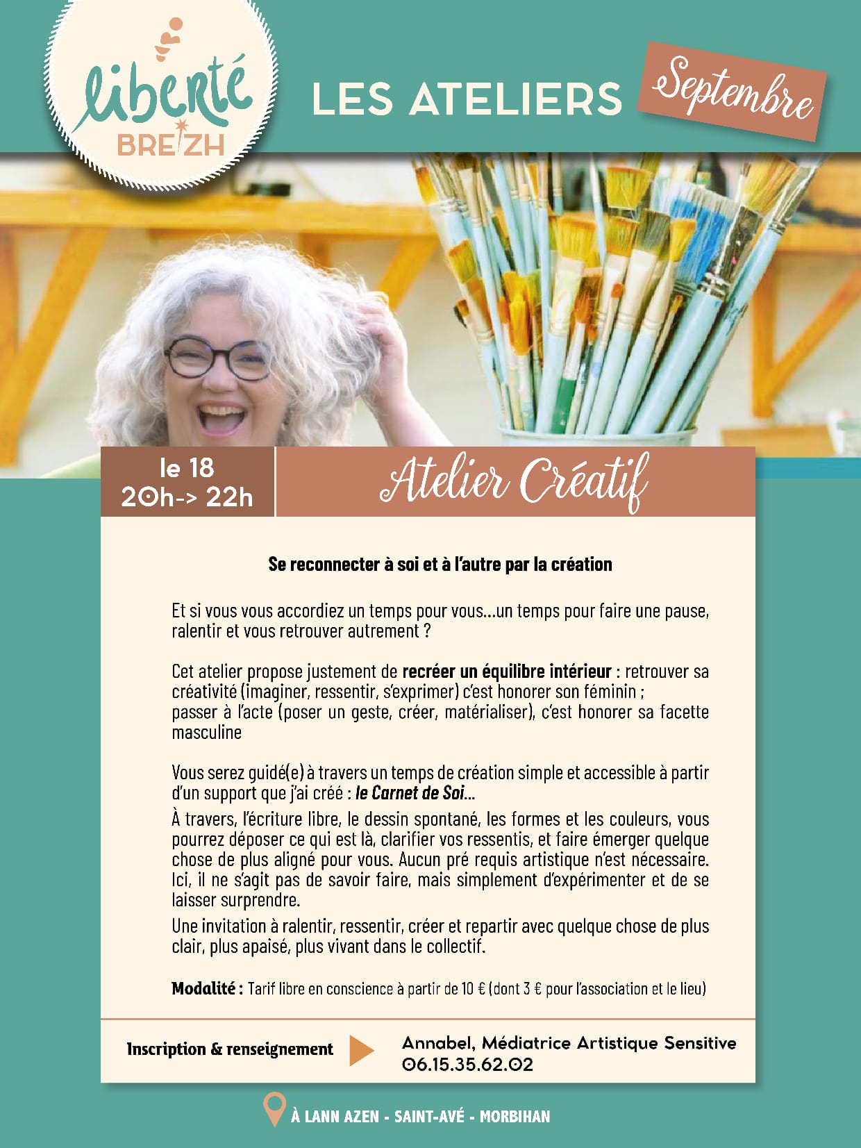 Atelier créatif "Se reconnecter à soi et à l'autre par la création", le 18 septembre 2026 à Saint-Avé
